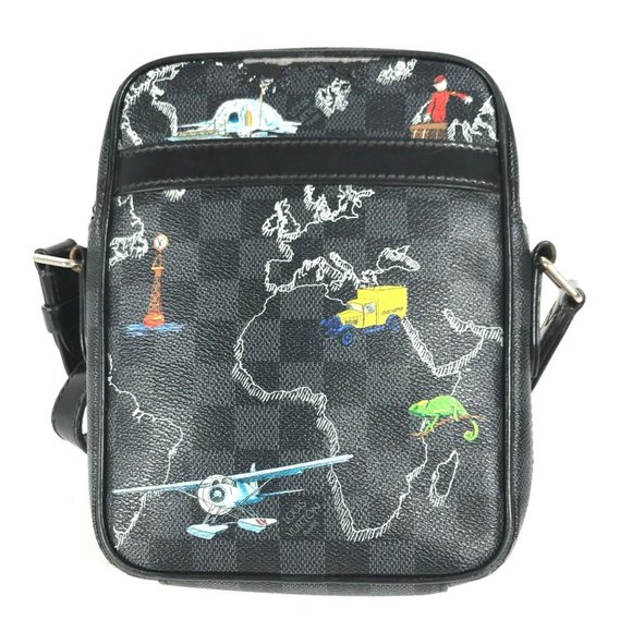 LOUIS VUITTON Damier Graphite Map Danube PM NM Pochette Shoulder Bag in Canva... - Picture 1 of 16